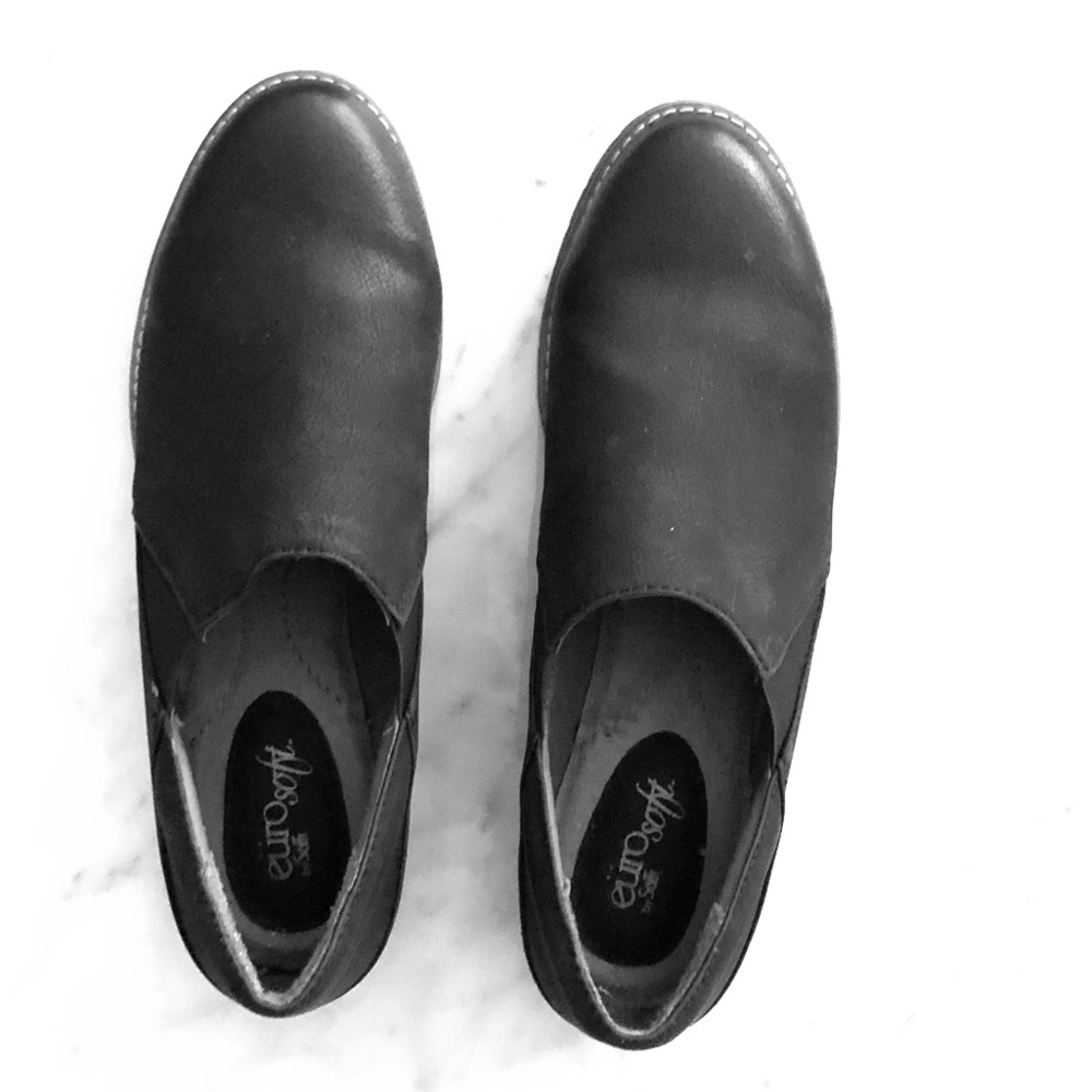 Eurosoft black nubuck slip on shoes.